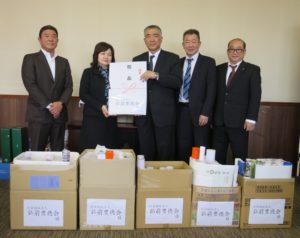 左から、大川幹事、椛澤幹事、下山理事長、高橋企画情報委員長、山下幹事